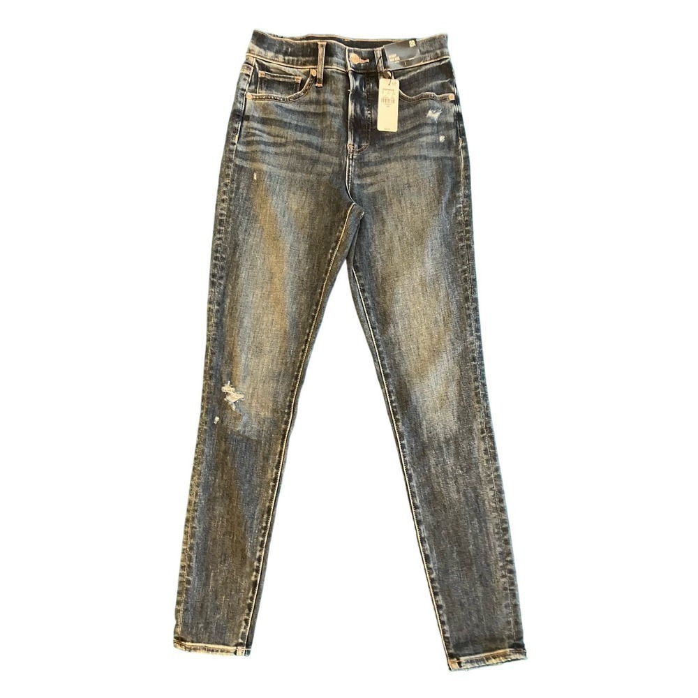 NEW Express Skinny High Rise Stretch Jeans w Light Factory Distressing Size 2R